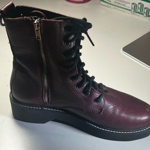 maroon combat boots